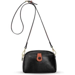 NEW Black Mini Crossbody Bag w/ Brown Accent Leather Small Purse Satchel